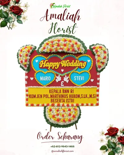 Karangan Papan Bunga Pernikahan di Manggemaci